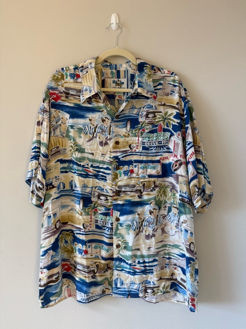Vintage Reyn Spooner x The Beach Boys Blue Multi Hawaiian Camp Shirt XL